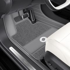 群信适用25新款蔚来真皮全包围脚垫 原车极速灰环保皮+丝绒 蔚来ET5